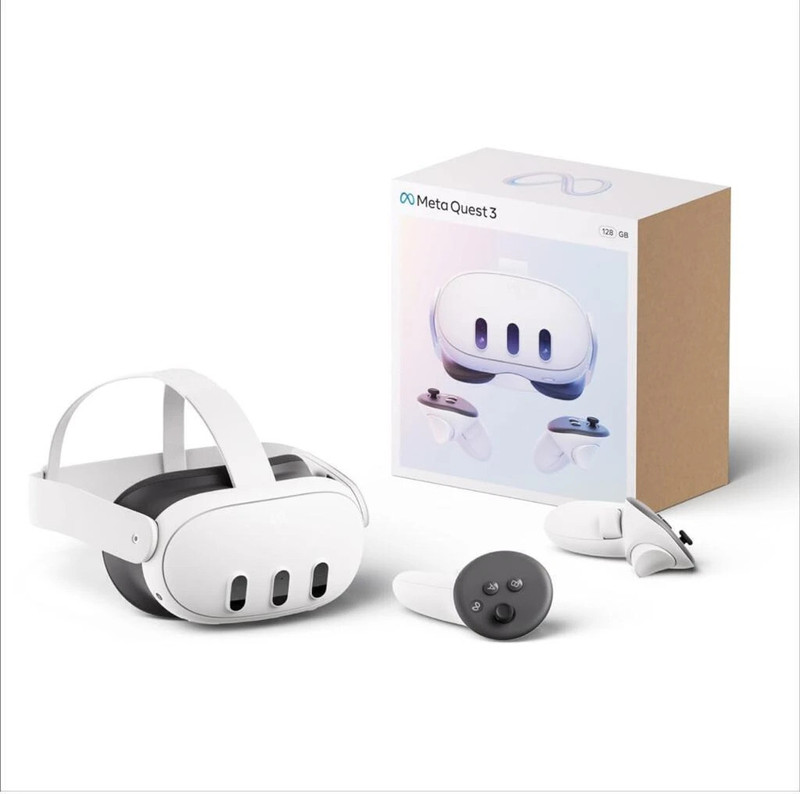 META Quest 3 VR Headset (128) GB  Motion Controller(White, For PC, PS4, Xbox)