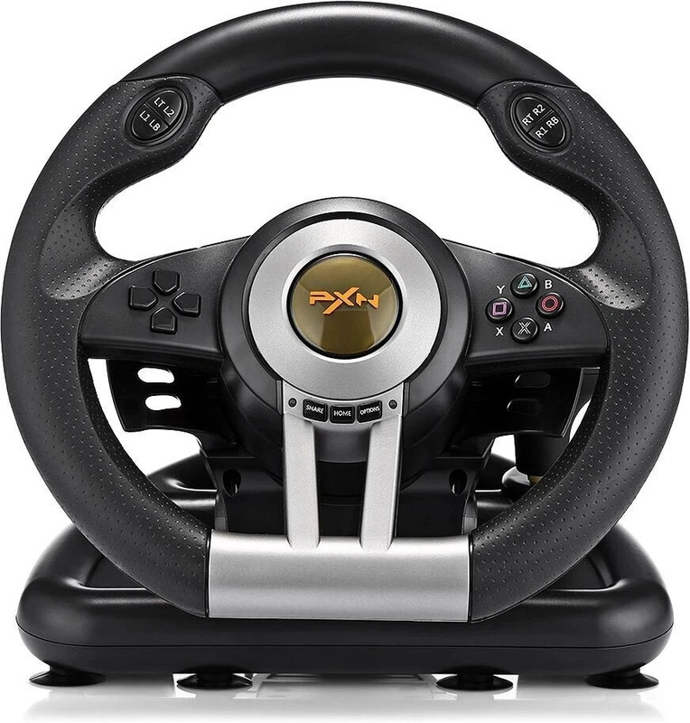 PXN V3II Racing Game Steering Wheel with Brake Pedal  Motion Controller(Black, For PS4, PS3, Xbox One, PC)
