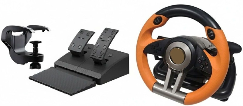 HG WORLD V3 Pro Gaming Racing Steering Wheel With Dual-Motor Vibration Feedback,180° Roll Motion Controller(Orange, Ergonomic Racing Controller, For PC, PS3, PS4, Xbox, Xbox One, Nintendo Switch)