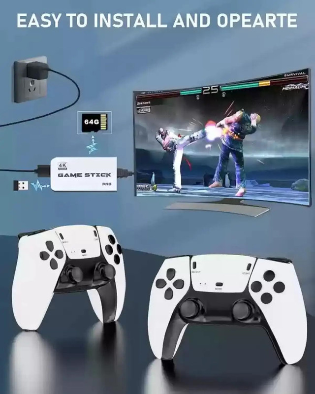 SHOP PLUS New 2025 Game Box 2.4G Retro Game Stick, 4K HDMI Output & Wireless Controller  Motion Controller(White, For PC, Steam Deck)