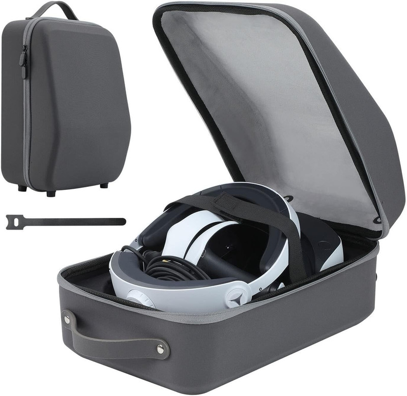 HG WORLD Carrying Case for PS VR2 Headset and Sense Controller JYS-P5157 | HEAVY DUTY  Motion Controller(Grey, Portable Travel Case, Storage Bag, Shoulder Strap, Travel Protection Storage, For PS5)