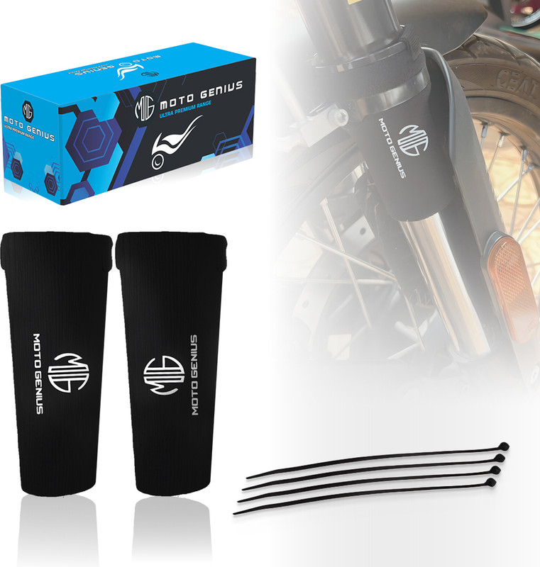 Moto Genius Bike Front Fork Seal Covers, Waterproof Fabric, Dust & Dirt Protector Motorcycle Fork Cover(Black)