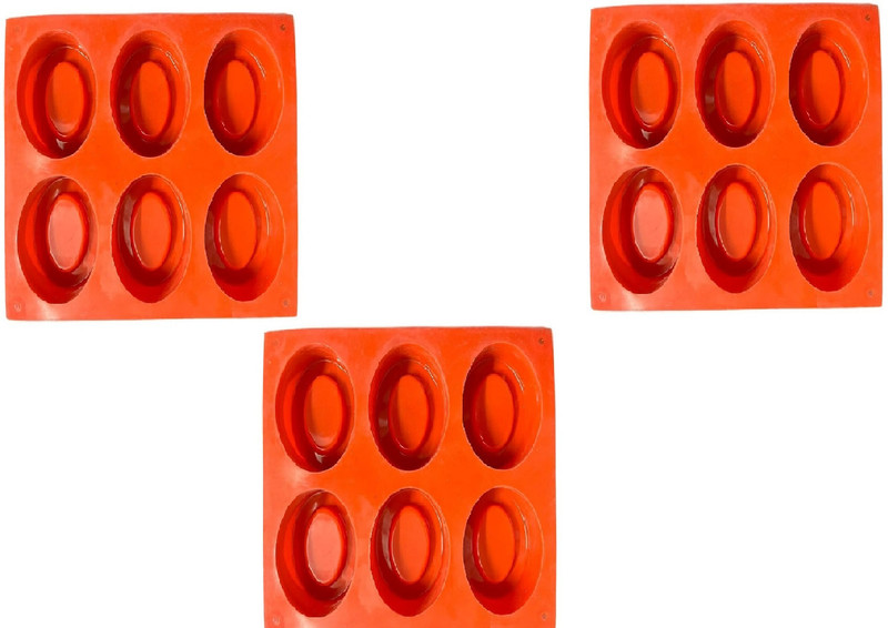TREXEE Silicone Cupcake/Muffin Mould 6 Cavity Pears Shape Soap Mould(Pack of 3)