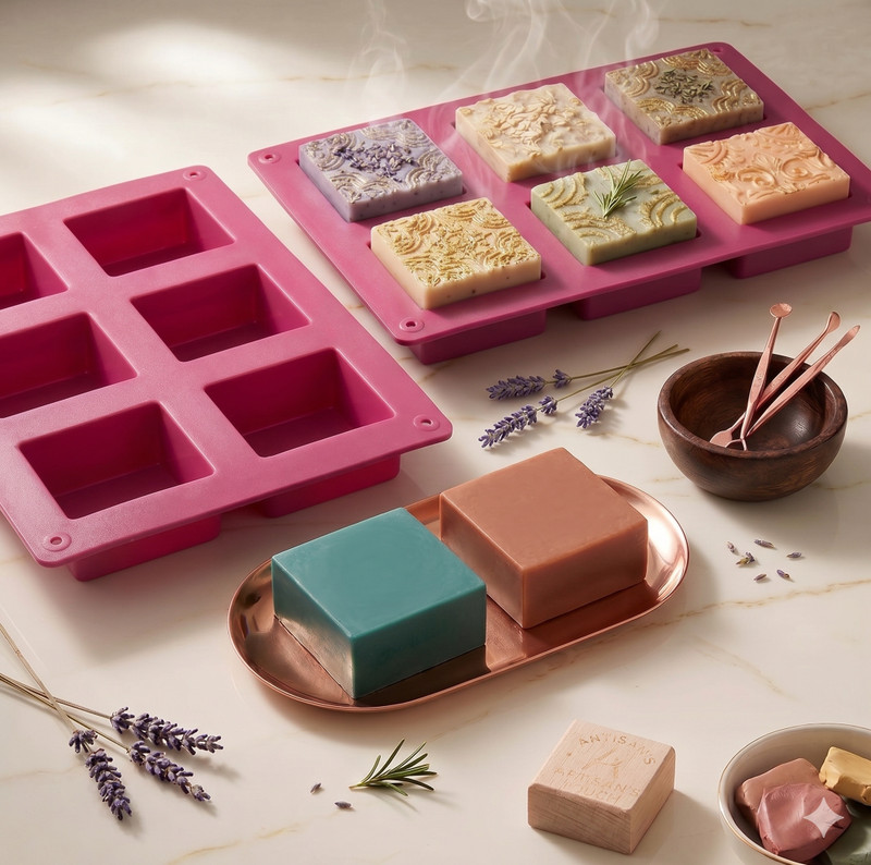 balerion Silicone Cupcake/Muffin Mould Handmade Soap Making Forms 3D Mould Square Soaps Molds Fun Gifts(Pack of 1)