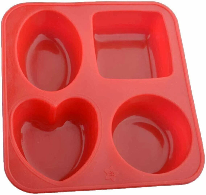 Dhwit Silicon Circle, Square, Oval and Heart Silicone Cupcake/Muffin Mould 4(Pack of 1)