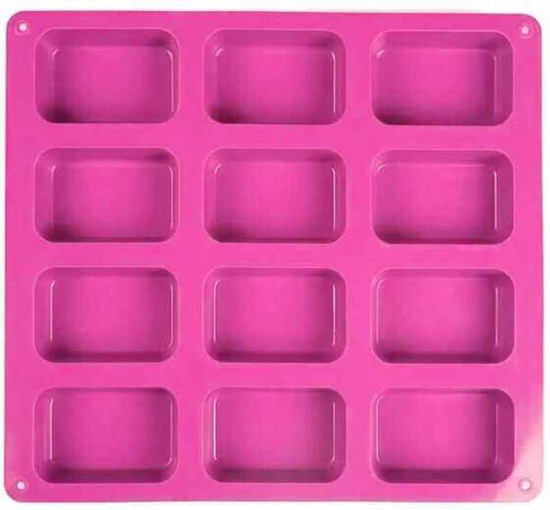 TP INCORP Silicone Cake Mould 12 Cavity Square Silicone Soap Mold for Making, Loaf, Muffins, Cheesecakes, Cupcake Multicolor(75GM)(Pack of 1)