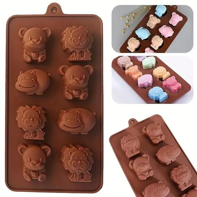 MARHABA TRADERS Silicone Chocolate Mould LEGACYCART 1pc Animal Silicone Mold, Hippo Lion Bear Shape Chocolate Soap Cake Mold, DIY Baking Mold Cartoon Animals Chocolate Mold, 3D Silicone Mold, Candy Mold, Cake Mold, Baking Tools(Pack of 1)