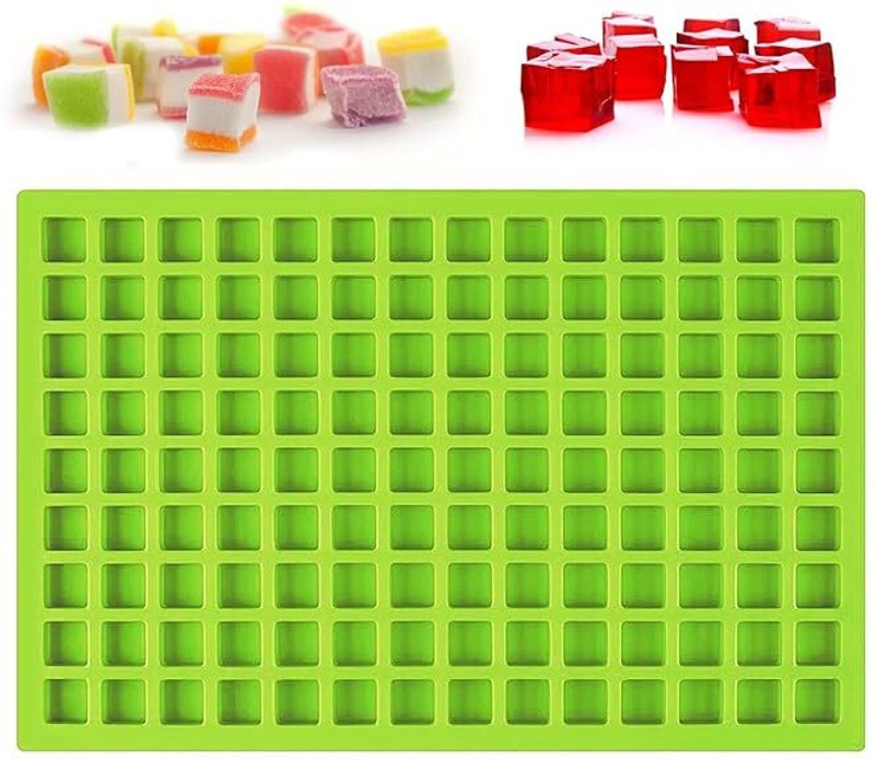 BAKEMO Silicone Chocolate Mould Silicone Mold, 126-Cavity Square Mini Chocolate Molds for Making Homemade Chocolate Hard Candy Ice Cube Non-Stick for Gummies, Hard Candies, Jellies, Caramels-Assorted Color(Pack of 1)