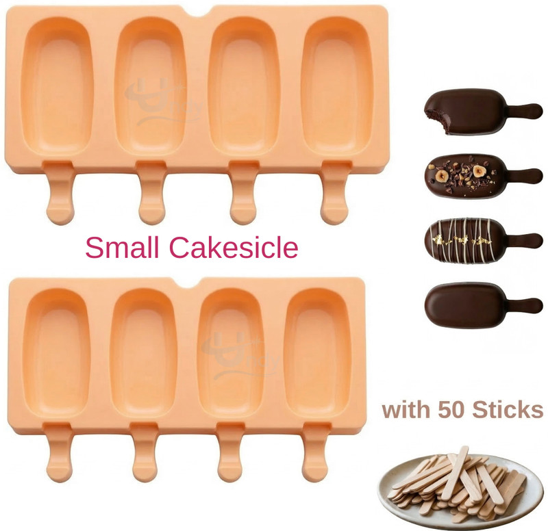 UNDY Silicone Chocolate Mould 8 Cavity Of Small Oval Cakesicle Silicone Mould Pack of 2 | Popsicle, Ice Cream, Chocolate & Kulfi Maker | Non-Stick, Reusable DIY Dessert Mould, premium food-grade silicone, Small Oval Silicone Mould(Pack of 2)