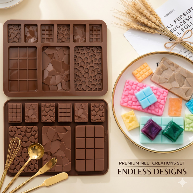 balerion Silicone Chocolate Mould Multi Bar Chocolate Mold/Chocolate Making And Shaping Mould/Waffle Shape Chocolate Mould For Jelly, Candy, Fondant(Pack of 1)