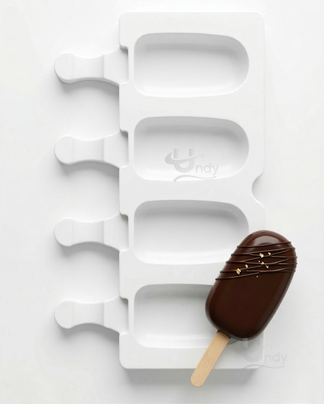 UNDY Silicone Chocolate Mould 4 Cavity Of Oval Silicone Kulfi Maker Mold for Ice Cream, Cakesicles & Popsicles, Grade Oval Silicone Mold for Homemade Kulfi & Chocolate Bar Ice Cream,Candy&Jelly And Chocolate Mould(Pack of 1)