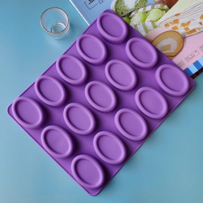 Panther Silicone Fondant & Gum paste Mould 15 Cavity Premium ring Oval Shape Silicone Mould for soap making (50gm)(Pack of 1)
