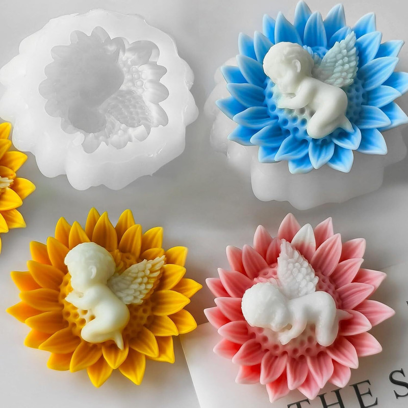 Husaini Mart Silicone Fondant & Gum paste Mould 3D Angel Baby In Sunflower Silicone Mould(Pack of 1)