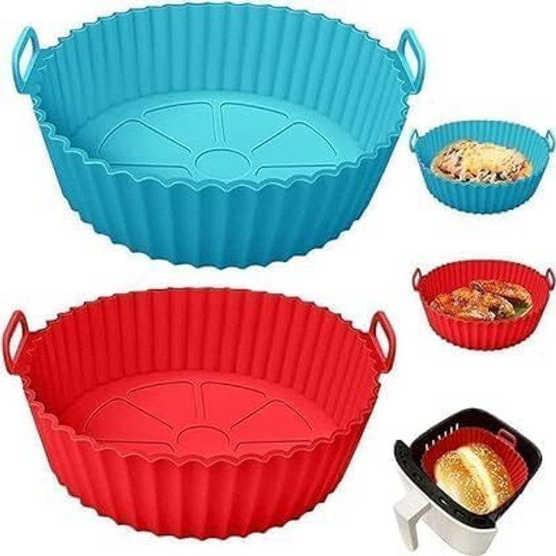 Juragh 6Pcs Air Fryer Silicone Liners Food NonStick Reusable Basket (Multicolor) Air Fryer(1 L)
