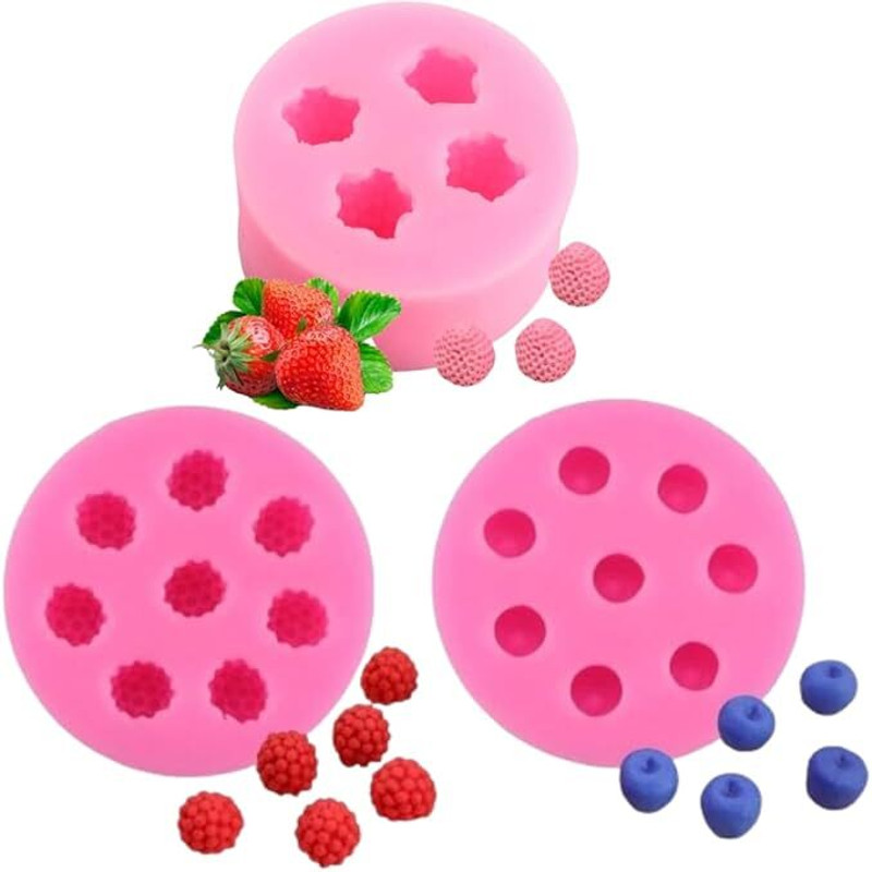 Husaini Mart Silicone Fondant & Gum paste Mould HUSAINI MART 3D Fruit Candle Mould, Candle Making Kit, Fruits Silicone Molds for Fondant Cake Decorating, Chocolate, Sugar Craft, Candy, Polymer Clay, Soap Making Mold Strawberry Raspberry & Blueberry (PACK OF 3)(Pack of 3)
