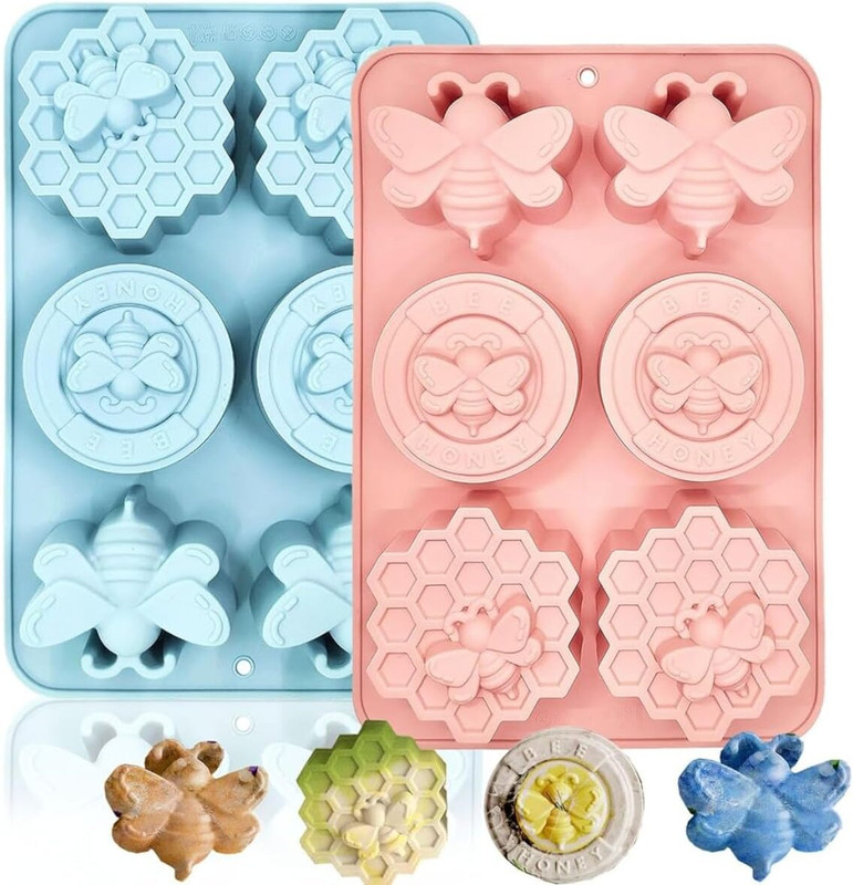 Husaini Mart Silicone Fondant & Gum paste Mould 6 Slot Honeycomb Silicone Soap Mold Honeybee Homemade Soaps Lotion Bars Bath Bombs Chocolate Jelly Jello Cake Muffin Candy DIY Candle Making Cupcake Brownies for Kids Party Birthday(Pack of 1)