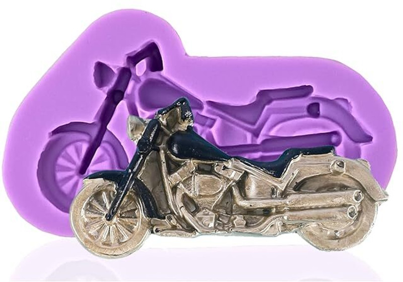 Husaini Mart Silicone Fondant & Gum paste Mould 3D Motorcycle Silicon Mould Fondant Mousse Jelly Cake ice Cube Resin showpiece makeing Cup Cake Sticker Moulds Cup Cake Topper Motorcycle Chocolate Mould Dessert Candle Decor(Pack of 1)