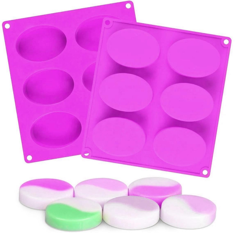 Arxon Silicone Cupcake/Muffin Mould Silicone Tart/Pie Mould Oval Shape Silicone Soap Molds with 6 Cavities Multicolor 100gm (Pack of 1)(Pack of 1)