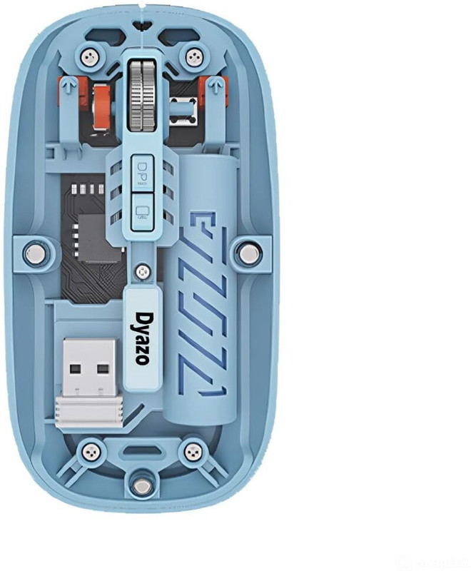 Dyazo Plus Transparent Wireless Mouse | Adjustable DPI with Dual Mode | Rechargeable Ambidextrous Optical  Gaming Mouse(2.4GHz Wireless, Bluetooth, Blue)