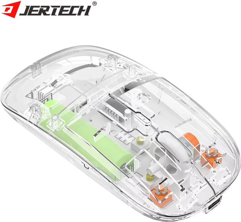 jertech WB130 Ergonomic Optical  Gaming Mouse With Bluetooth(2.4GHz Wireless, Transparent)