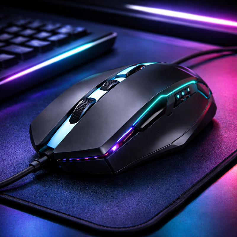 ABC USB Wired Gaming Mouse Ergonomic RGB Optical Mouse for PC Laptop Wired Right Handed Optical  Gaming Mouse(USB 2.0, Black)