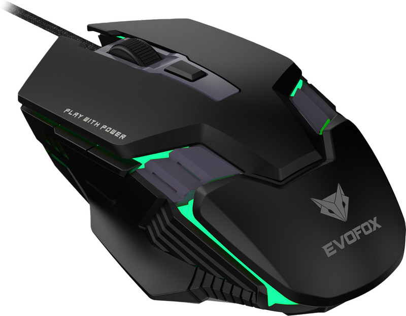 EVOFOX Spectre Wired Ambidextrous Optical  Gaming Mouse 3600 DPI Gaming Sensor and 7 Colours Rainbow Lighting(USB 2.0, Black)
