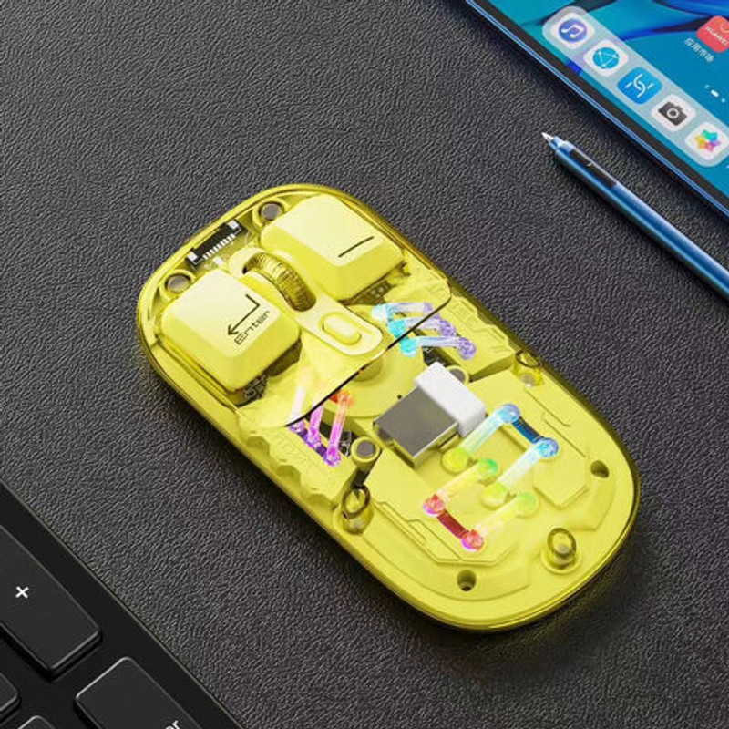 Tobo Wireless Mouse BT5.0 Silent Rechargeable Mouse with USB Receiver TD-1277KM Ambidextrous Optical Gaming Mouse(2.4GHz Wireless, Bluetooth, Yellow)