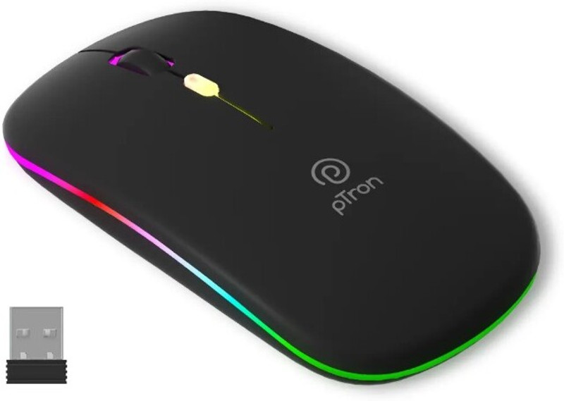 pTron Flick M1 Wireless Ambidextrous Optical Mouse High Precision,4 Buttons, Plug&Play with Bluetooth(2.4GHz Wireless, Black)