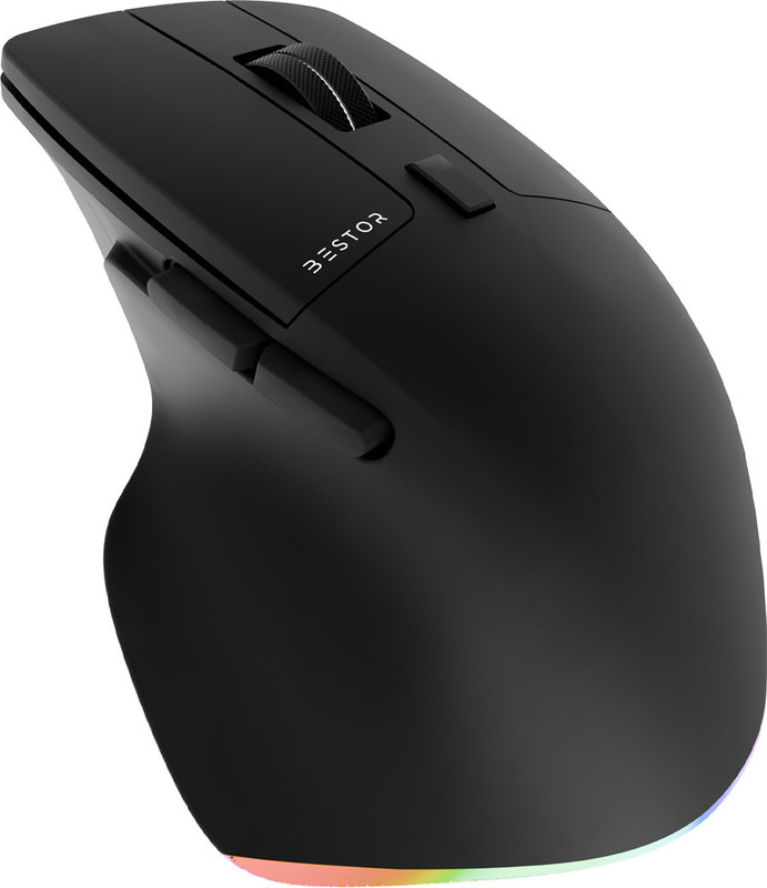 Bestor Wireless Mouse 3 Adjustable DPI, USB-C Rechargeable - USB Mouse with LED Lights Wireless Ergonomic Optical Gaming Mouse(Black)