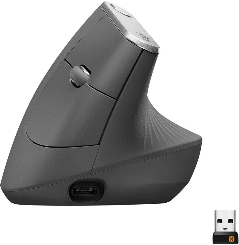 Logitech MX Vertical Ergonomic Optical Mouse(Bluetooth, 2.4GHz Wireless, Black)