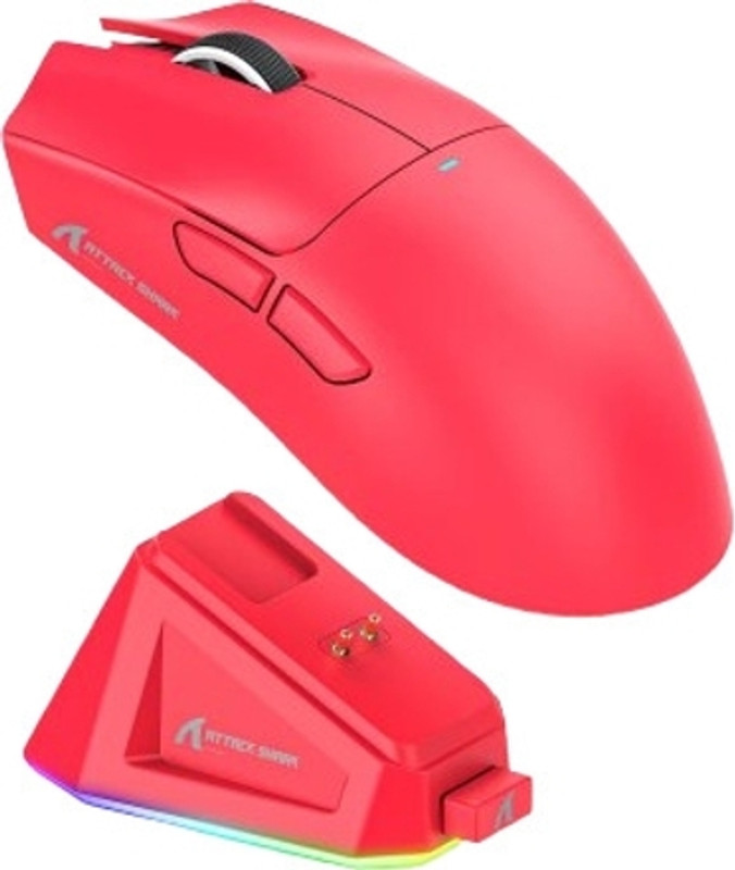 Martzilla Attack Shark X11 Ambidextrous Optical Gaming Mouse(2.4GHz Wireless, Bluetooth, Type C, Red)