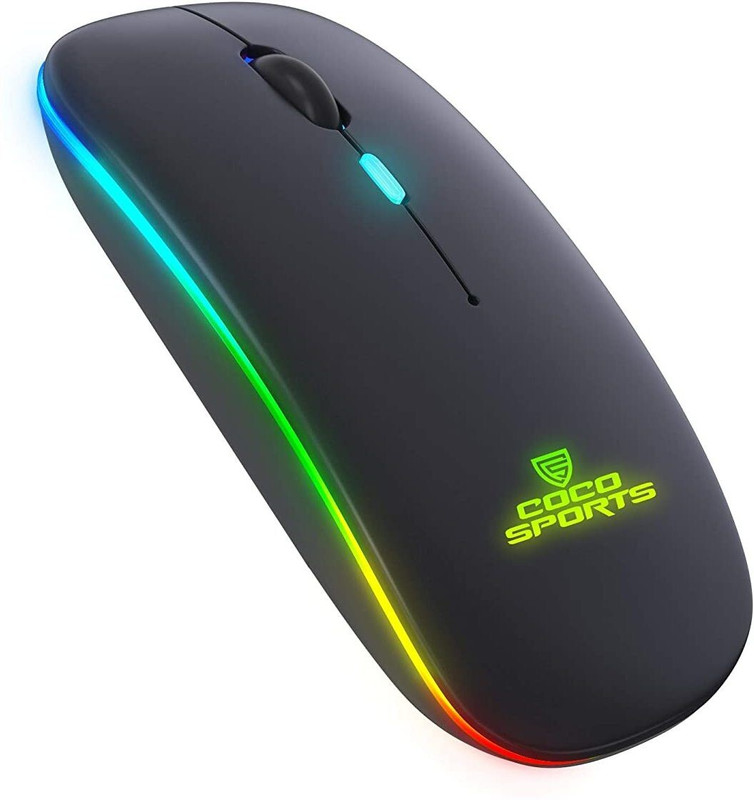 COCONUT WM12 Rechargeable Wireless Mouse with RGB LED Backlit Silent Click (black Color) Ambidextrous Optical Mouse(2.4GHz Wireless, Black)