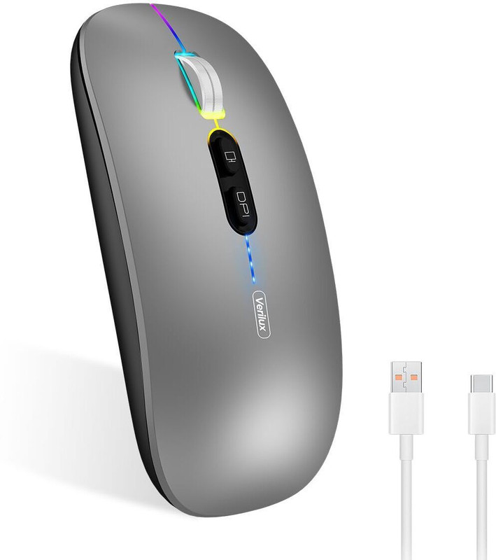 Zomei Wireless Mouse Dual Modes 2.4G Bluetooth 5.1 Slim Silent Adjustable DPI PC Mac Wireless Ambidextrous Optical  Gaming Mouse(Grey)