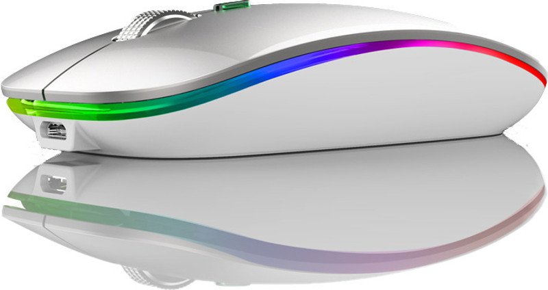 Offbeat Dash - 5.1 Bluetooth + 2.4Ghz Wireless Rechargeable mouse Ambidextrous Laser Gaming Mouse(2.4GHz Wireless, Bluetooth, Silver)