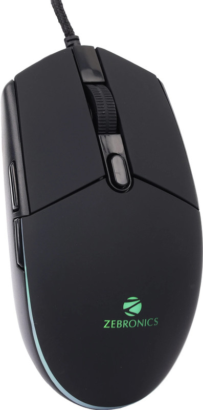 ZEBRONICS War-M Wired Ambidextrous Optical  Gaming Mouse Wired Gaming Mouse, 4200 DPI, 6 Buttons, Gold Plated, RGB, Ergonomic Design(USB 2.0, Black)