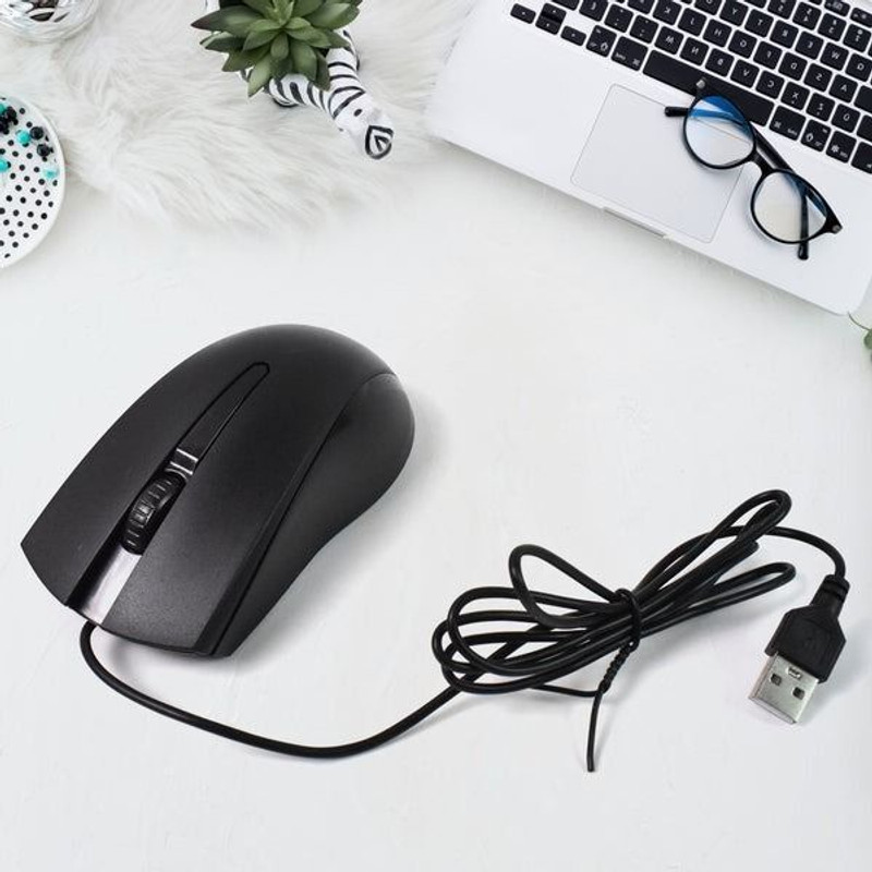 Natation Computer/Laptop Wired Optical Mouse | Smooth Tracking & Ergonomic Design Wired Ambidextrous Optical Mouse(USB 2.0, Black)