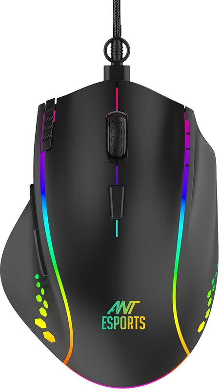 Ant Esports GM600 RGB 6 DPI Sensitivity Level adjustments up to 7200 DPI Wired Ambidextrous Optical Gaming Mouse(USB 3.0, Black)
