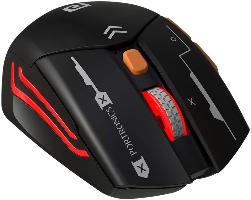 Portronics Vader Max Ambidextrous Optical  Gaming Mouse 6 Buttons, 2400 DPI(2.4GHz Wireless, Bluetooth, Black)
