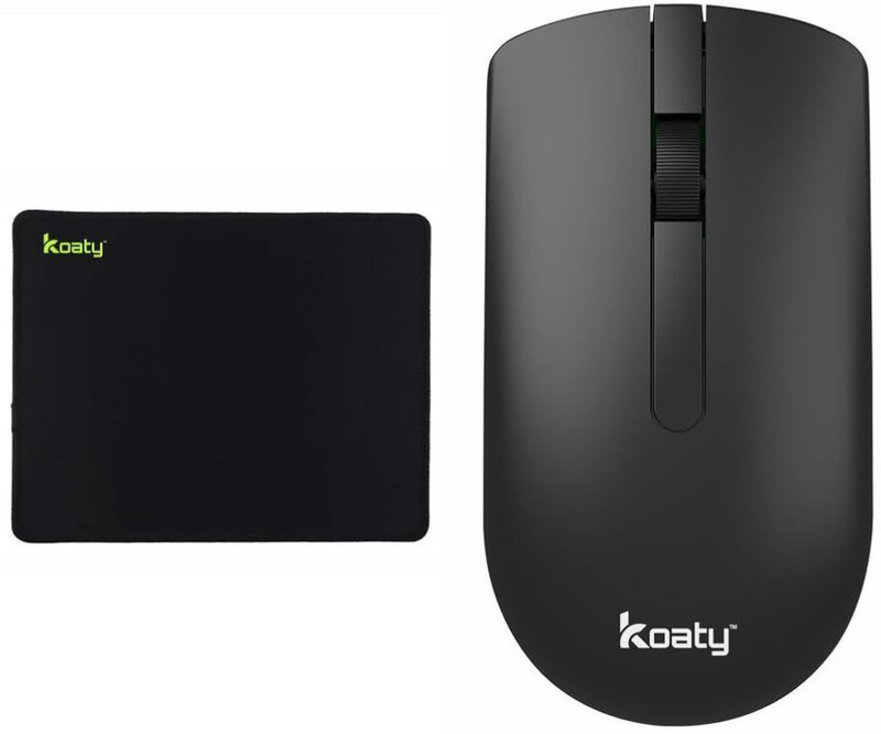 Koaty Combo of Mousepad & 2.4GHz Wireless Mouse WM115 with 30 lakhs click life, Ambidextrous Optical Gaming Mouse With Bluetooth(2.4GHz Wireless, Black)
