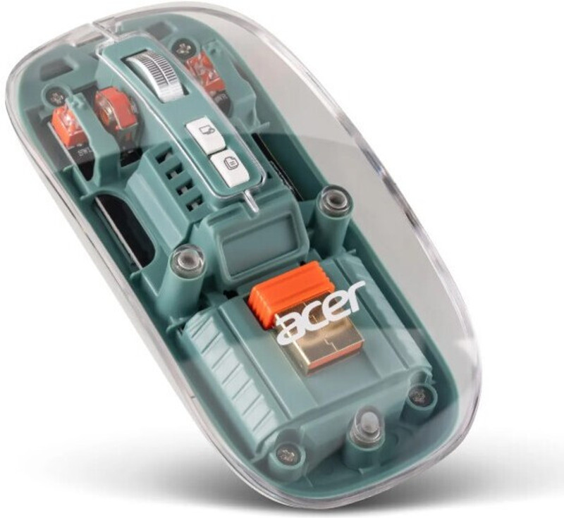 Acer ZC.A01SI.2DS Ambidextrous Optical Mouse Transparent Rechargeable With Bluetooth(2.4GHz Wireless, Green)
