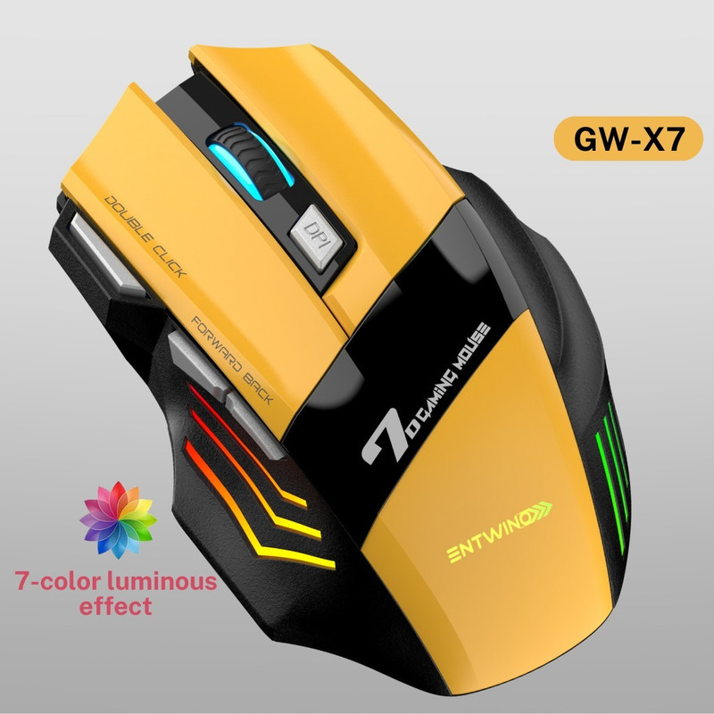 ENTWINO X7 YELLOW WIRELSS GAMING MOUSE Right Handed Optical Gaming Mouse With Bluetooth(2.4GHz Wireless, Yellow)