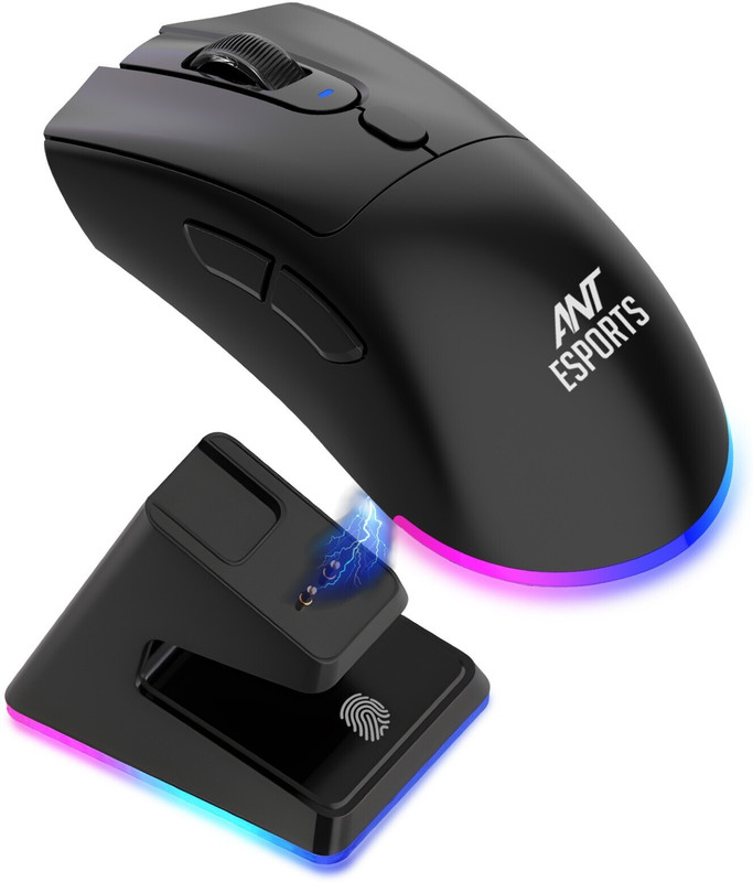 Ant Esports GM900 Wireless Ambidextrous Optical Gaming Mouse with Bluetooth(2.4GHz Wireless, Black)