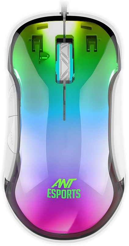 Ant Esports GM610 Wired Ambidextrous Optical  Gaming Mouse 7D Crystal Full RGB, Instant 825 Chip, 7 Adjustable DPI Up to 12800(USB 3.0, Black)