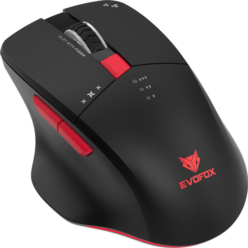 EVOFOX Shadow X Pro Wireless Ergonomic Optical  Gaming Mouse Tri-Mode 6400 DPI, 6 Programmable Buttons, Rechargeable With Bluetooth(USB 2.0, Black)