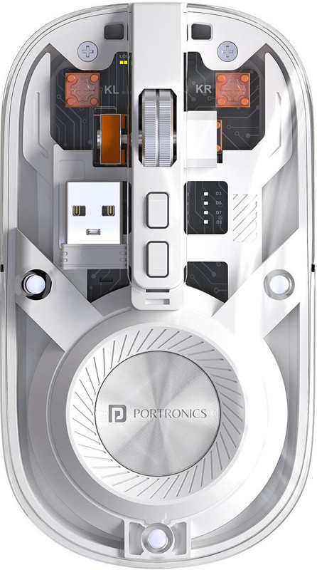Portronics Toad 8 Ambidextrous Optical Mouse Transparent, Rechargeable, Silent(Bluetooth, 2.4GHz Wireless, Purple)