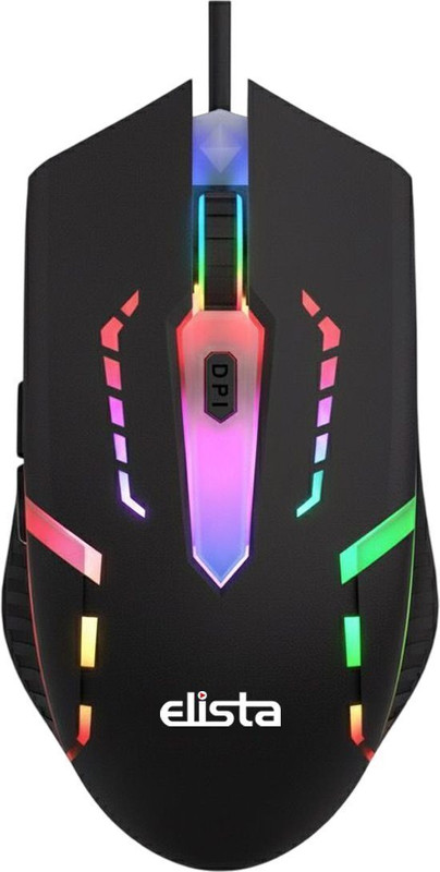 Elista ELS WM504 ( RGB Mouse) DPI upto 1200 Wired Ambidextrous Optical Mouse(USB 2.0, Black)
