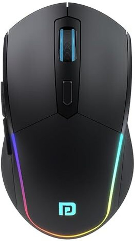 Portronics Toad One Ambidextrous Optical Mouse Rechargeable with 6 Buttons, RGB Lights(2.4GHz Wireless, Bluetooth, Black)