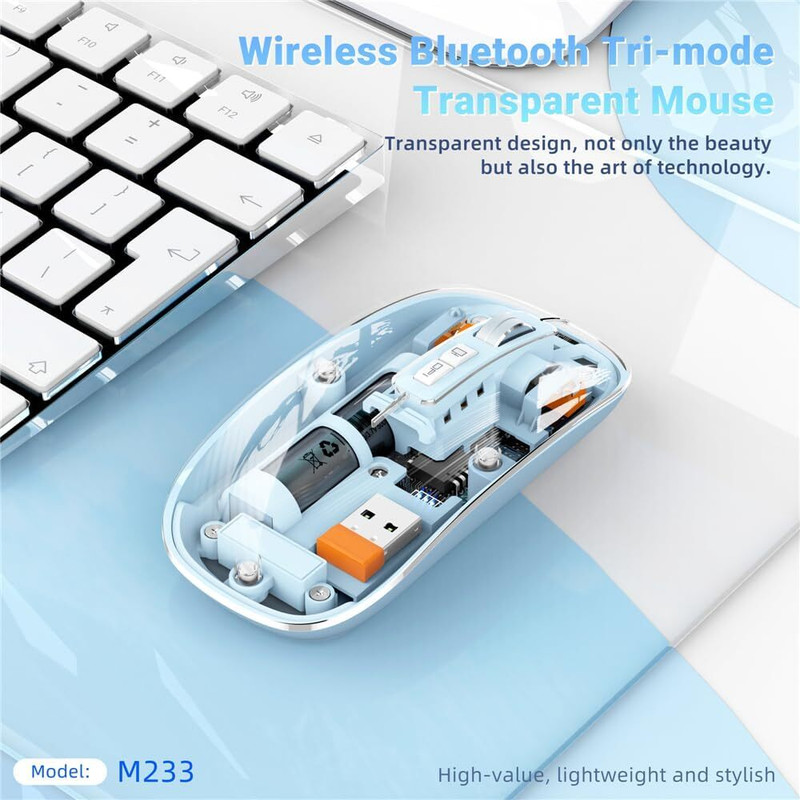 veekaylon Rechargeable Transparent Mouse Ambidextrous Optical Mouse With Bluetooth(2.4GHz Wireless, Assorted)