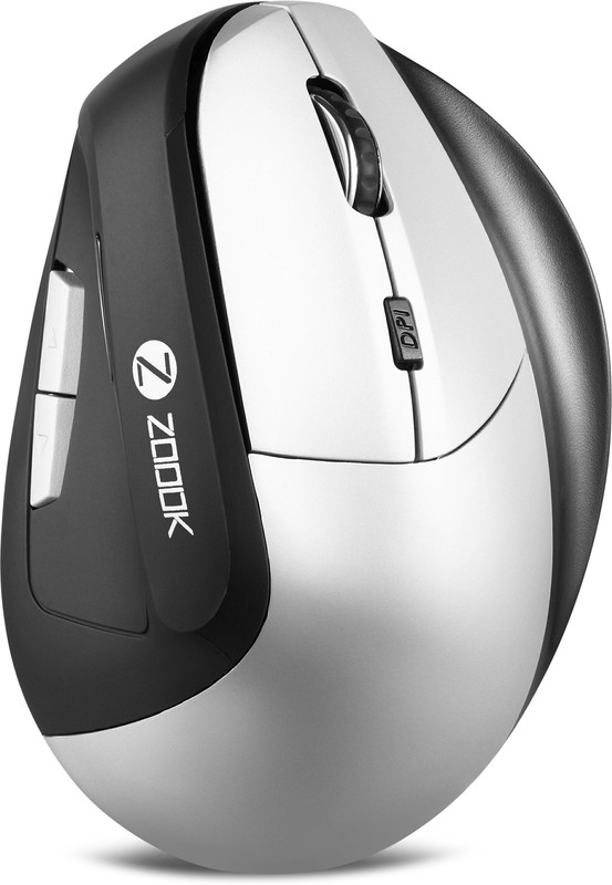 Zoook Infinite Vertical Mouse,6 Buttons,Ergonomic High Precision Sensor, Auto Turn Off Ambidextrous Optical Mouse(2.4GHz Wireless, Silver)