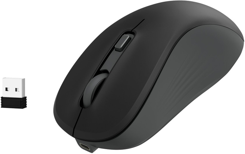 iBall GLIDR S290 Ambidextrous Optical Mouse USB Dongle,Dual Mode, 1600 DPI, 4 Buttons, Type-C Rechargeable, Auto Sleep(2.4GHz Wireless, Bluetooth, Black)